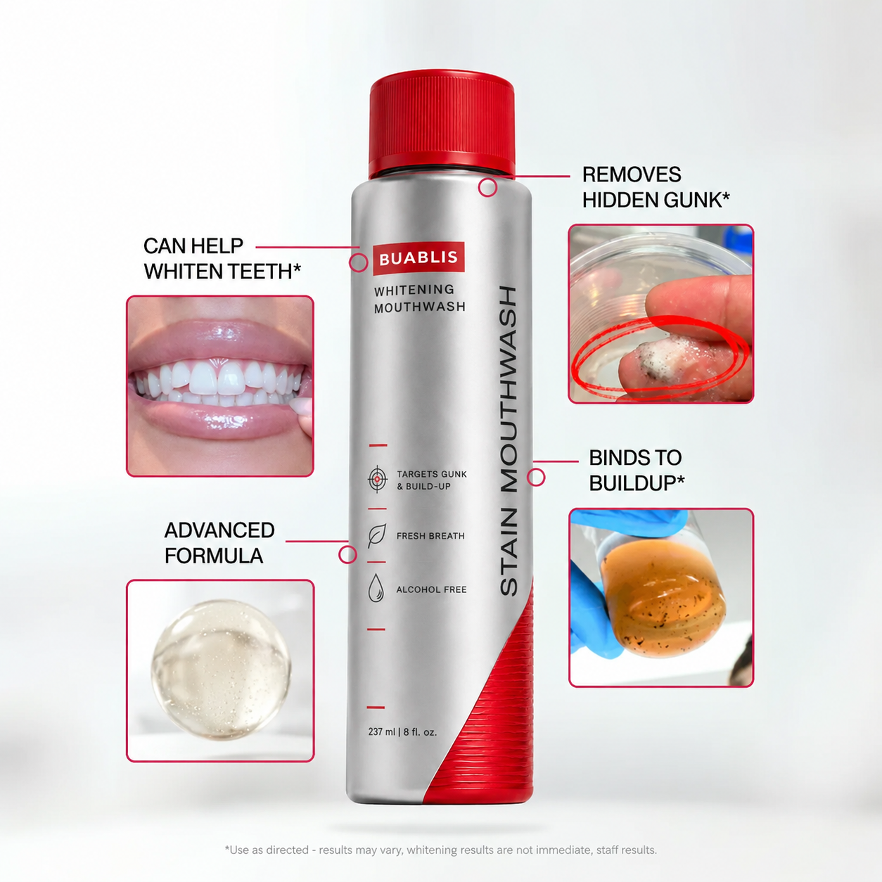 🔥Buablis Stain Mouthwash-Deep clean & visibly brighter smile in one rinse