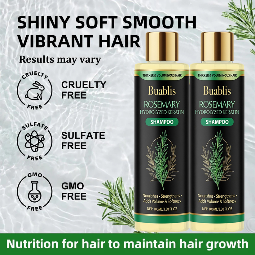🌱 Buablis® Organic Rosemary Hair Growth Shampoo,Fast Hair Growth, Anti Hair Loss, Deep Damage Repair with Smoothing, Oil Control & Dandruff Care✅
