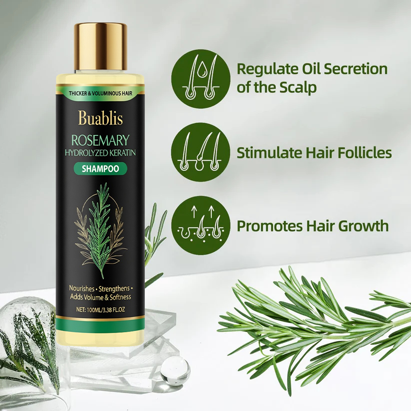 🌱 Buablis® Organic Rosemary Hair Growth Shampoo,Fast Hair Growth, Anti Hair Loss, Deep Damage Repair with Smoothing, Oil Control & Dandruff Care✅