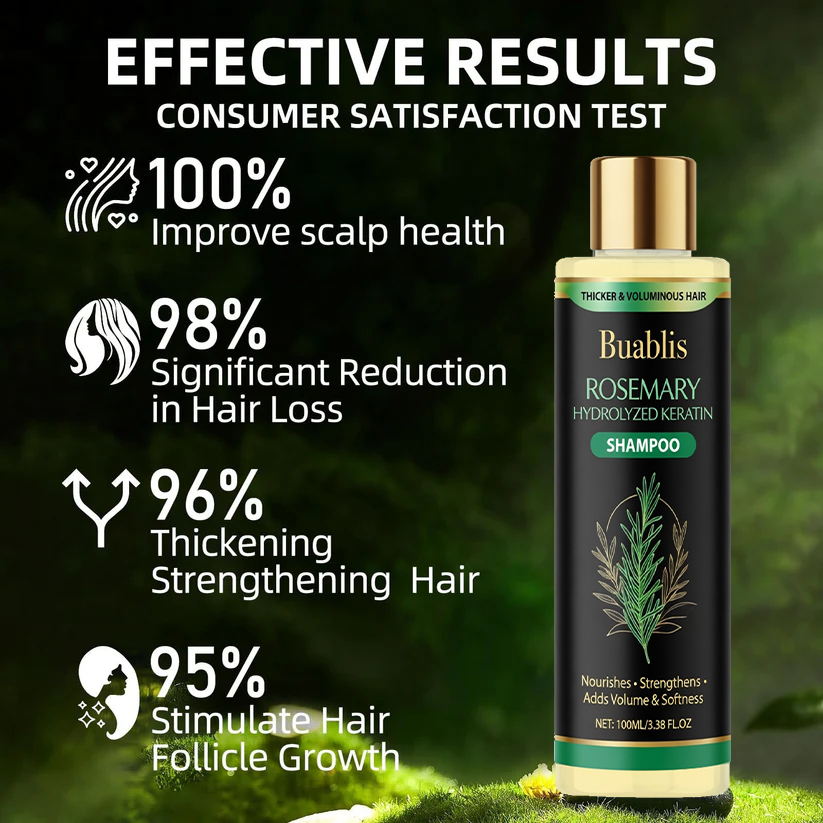 🌱 Buablis® Organic Rosemary Hair Growth Shampoo,Fast Hair Growth, Anti Hair Loss, Deep Damage Repair with Smoothing, Oil Control & Dandruff Care✅