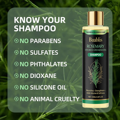 🌱 Buablis® Organic Rosemary Hair Growth Shampoo,Fast Hair Growth, Anti Hair Loss, Deep Damage Repair with Smoothing, Oil Control & Dandruff Care✅
