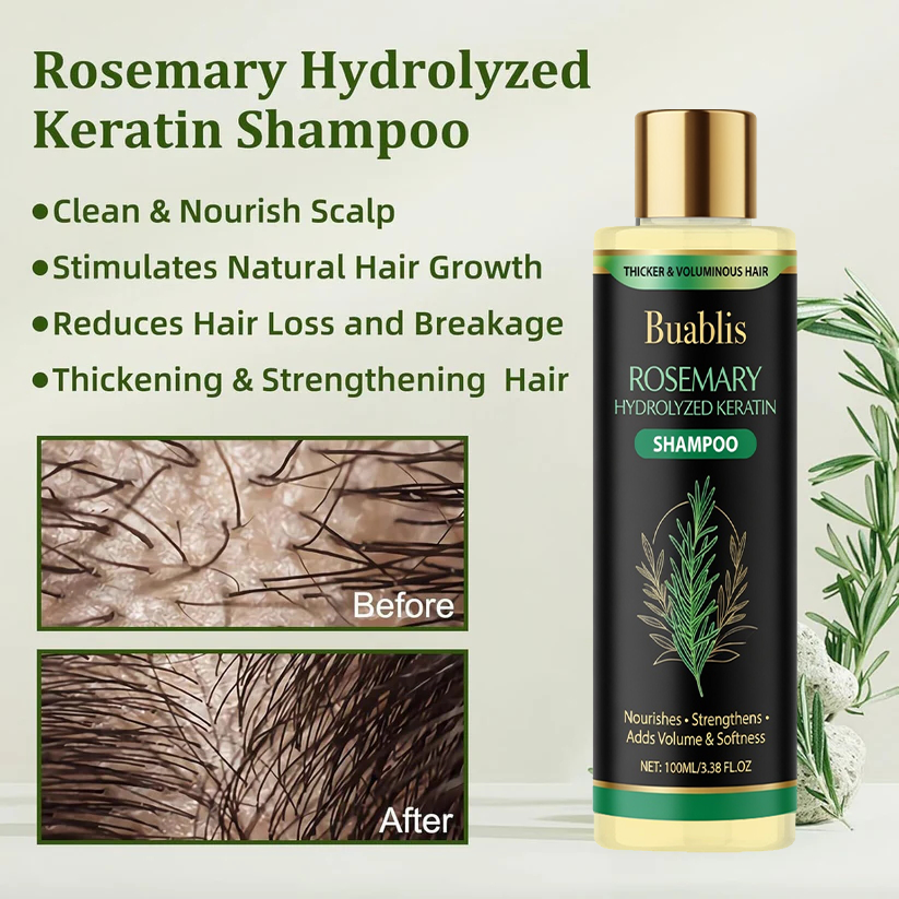 🌱 Buablis® Organic Rosemary Hair Growth Shampoo,Fast Hair Growth, Anti Hair Loss, Deep Damage Repair with Smoothing, Oil Control & Dandruff Care✅