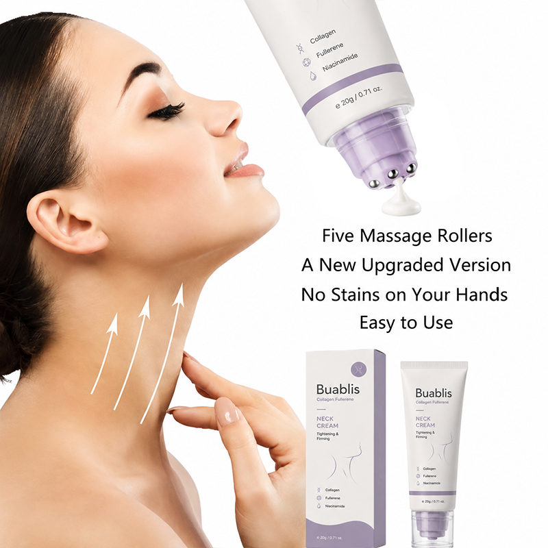 Roller Massage Neck Cream 🧴 Collagen & Hyaluronic Acid | Firms Neck, Reduces Wrinkles & Double Chin