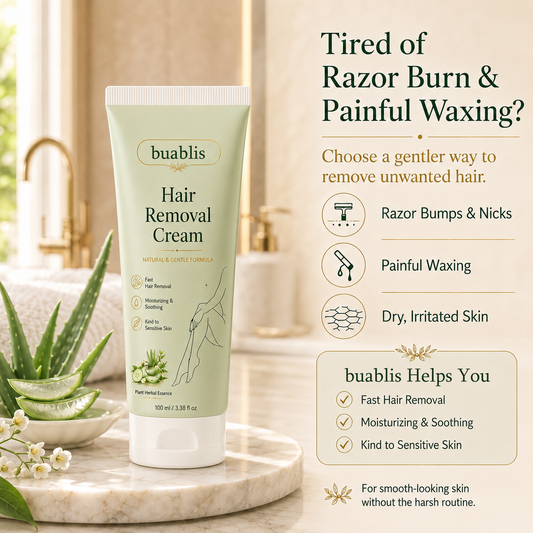 Buablis™ Natural Gentle Hair Removal Cream | For Women & Men, Sensitive Skin