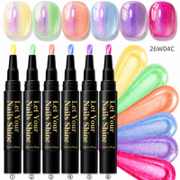 6 Colors Cat Eye One-Step Gel Pens - C